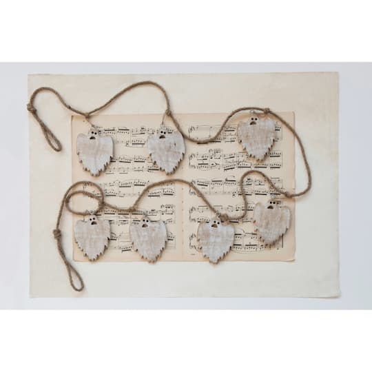 Hello Honey® 6ft. White Wooden Ghost Garland